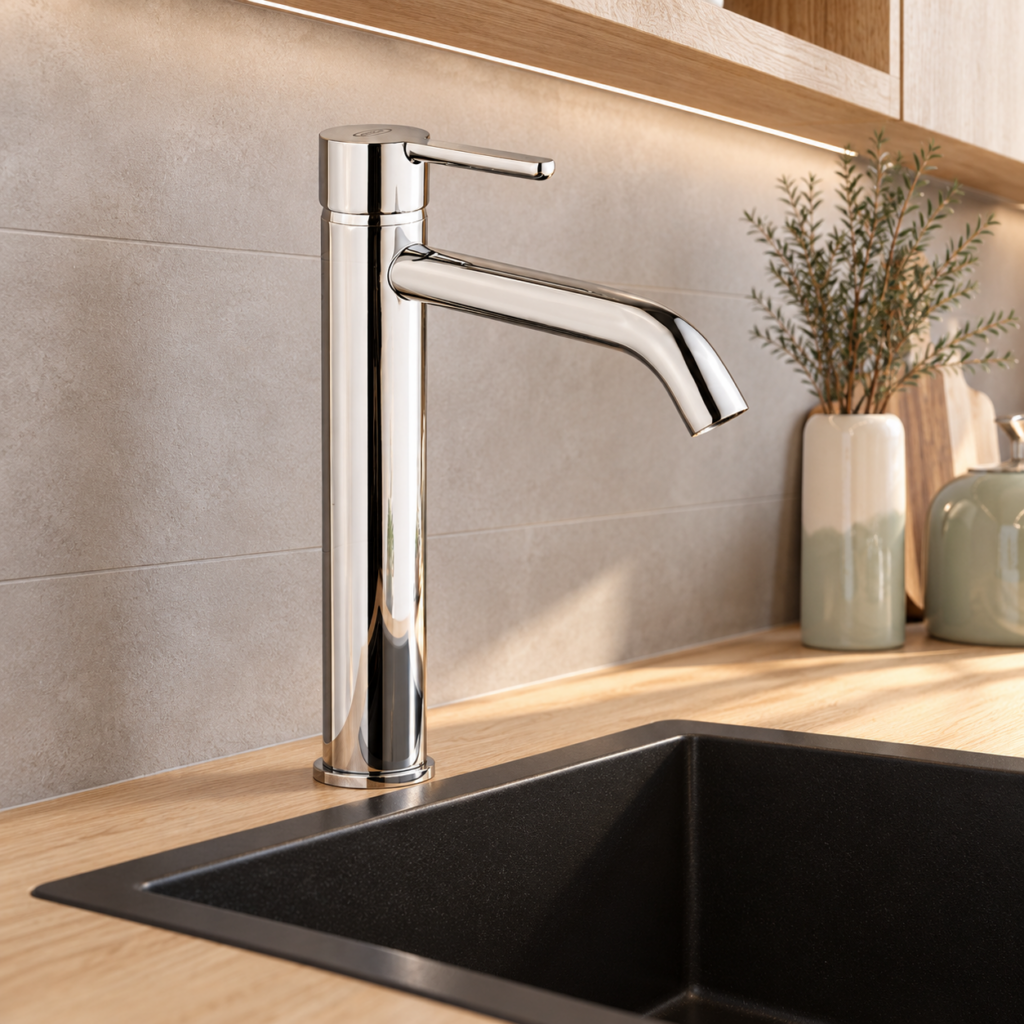 Lavabo alto senza scarico cromo