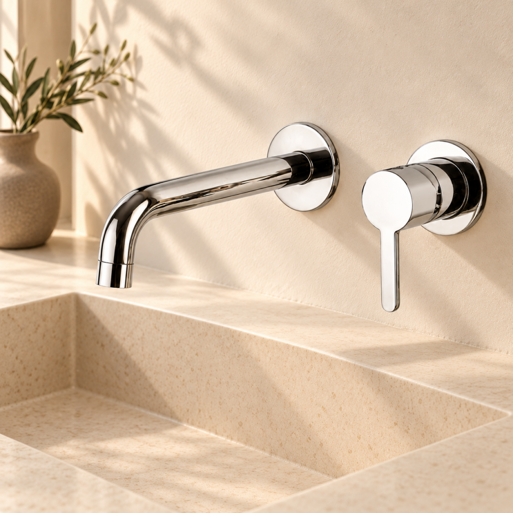 Lavabo a muro canna cm 19 cromo